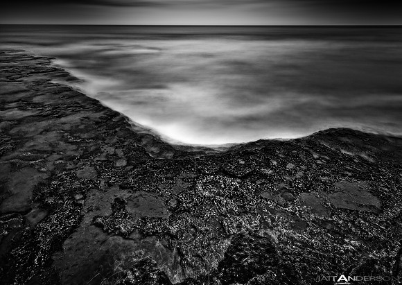 Cave Point Door County in Black and White #1 by matt anderson