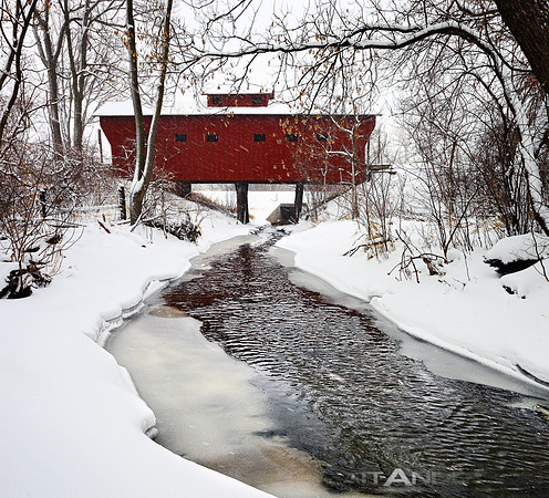 Snow Covered Wood Bridge #1 by Matt Anderson