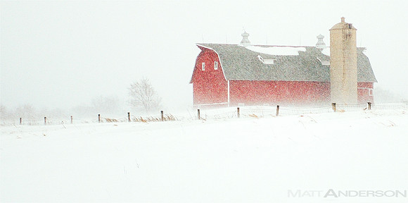 Barn in Blizzard by Matt Anderson