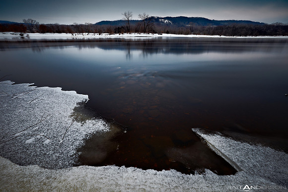 Icy and Cold Wisconsin River at Sauk City by matt anderson