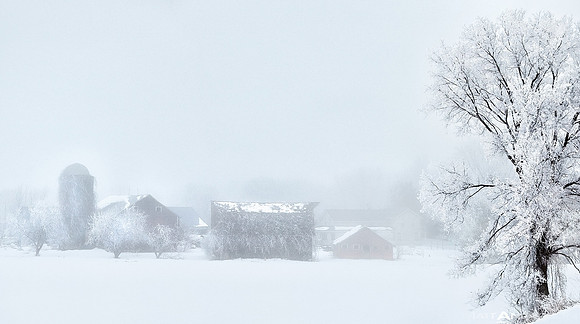 A frosty January snow storm on a farm in rural Wisconsin 2000px