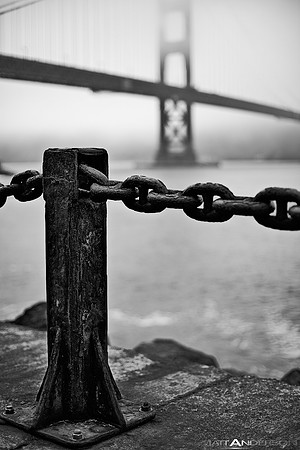 Golden Gate in Fog, Black and White by matt anderson