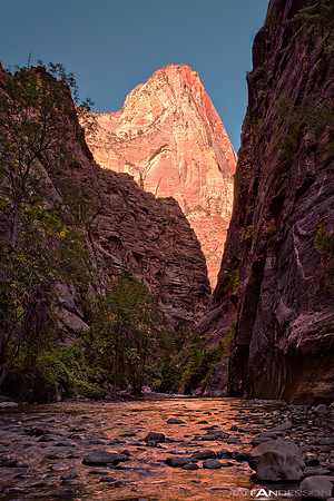Zion National Park Virgin River Walk at Sunset - Twilight near the Narrows by Matt Anderson Landscape Photography by matt anderson