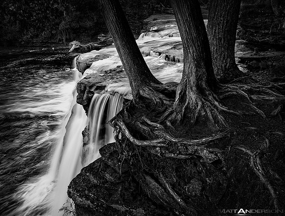Rapids & Roots on the Presque Isle River in BW #2_3000px